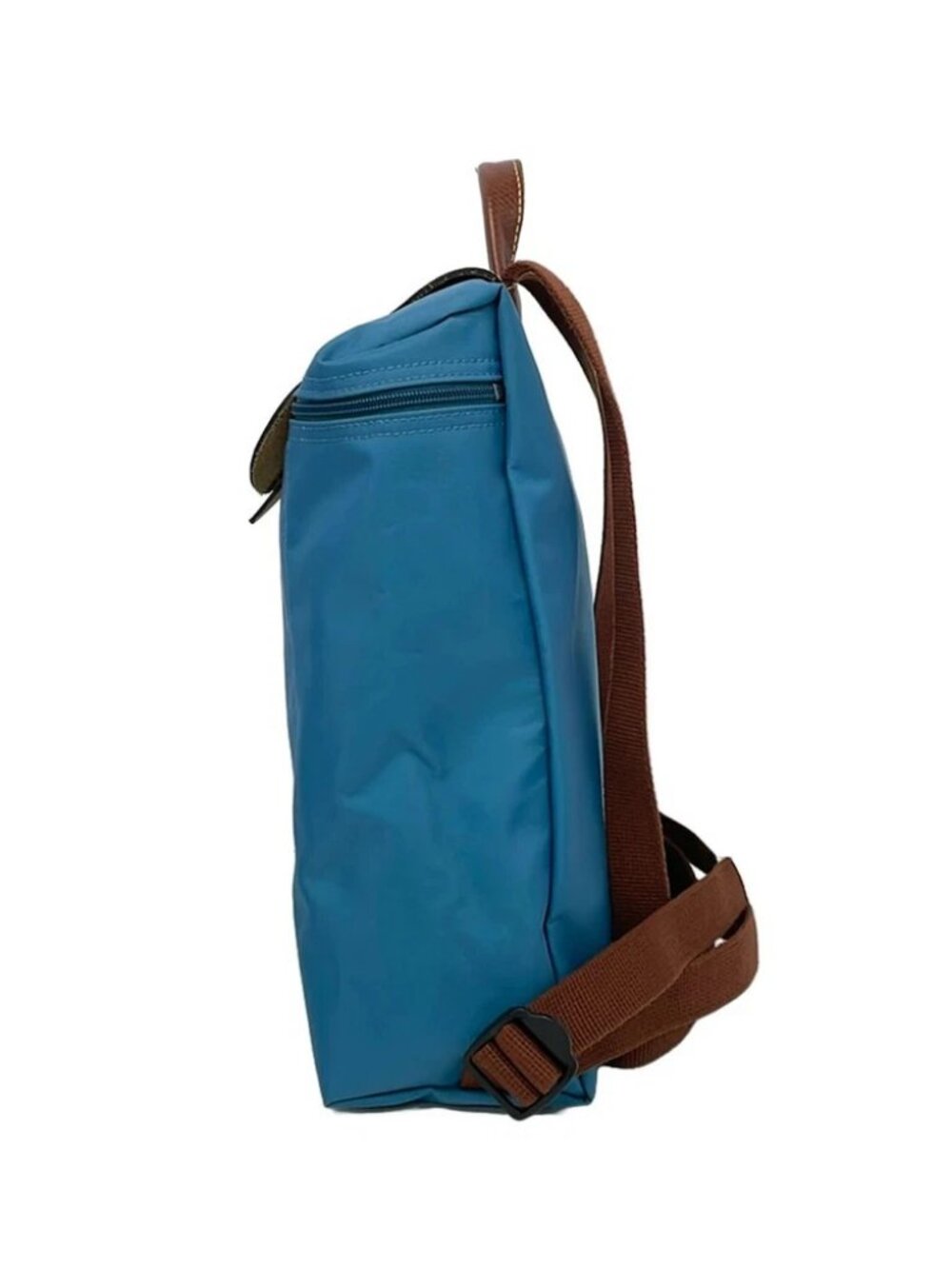 LONGCHAMP Le Preage Original Blue Dark Brown Nylon Leather Backpack - Picture 2 of 9